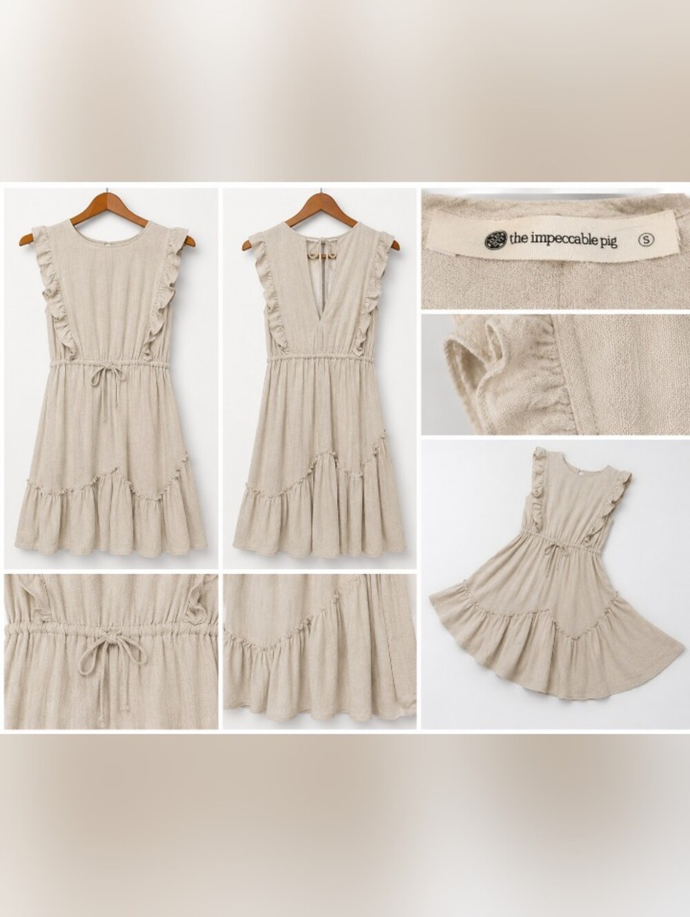 The Impeccable Pig Cream Ruffle Tiered Dress